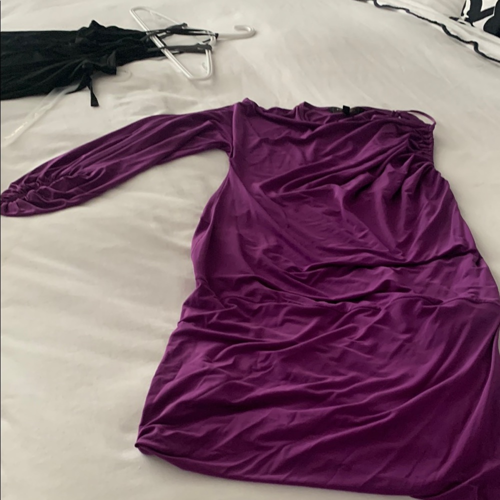 BCBGMaxAzria Purple Asymmetrical One Shoulder Bodycon Dress